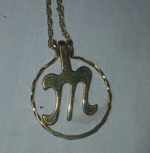 Avon Gold Tone Chain W/"M" Initial & Charm Holder Pendant